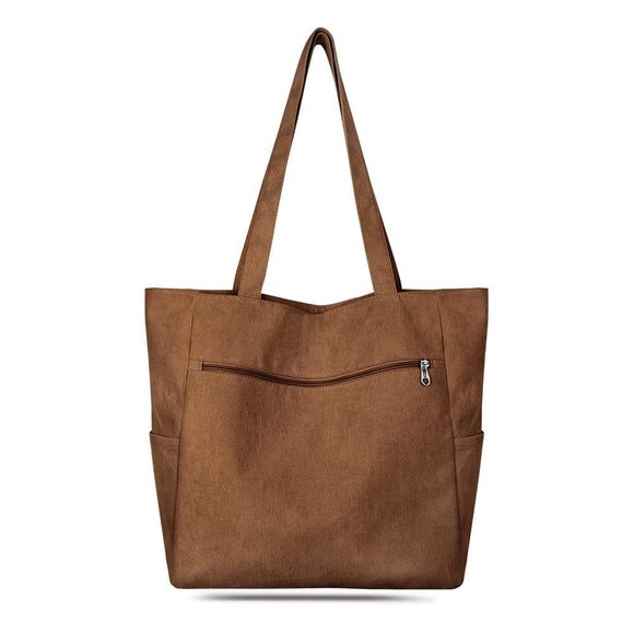 Corduroy Tote Bag With Zier, Large Shoulder Bag Hobo Handbag Tote B) - Picture 1 of 7